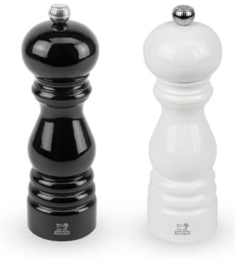 Salz- und Pfeffermühlen-Set, schwarz und weiß lackiert, 18cm