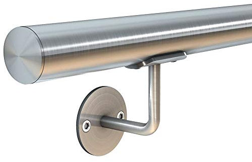 HUERO Edelstahl Handlauf I Langlebig und pflegeleicht I Selbstständigkeit und Sicherheit I Inklusive Befestigungsmaterial I Profiqualität | Edelstahlrohrø 42,4 x 2,0 mm