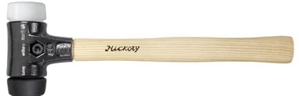 Wiha Martillo de cara blanda Safety de dureza media/muy duro con mango de madera Hickory, cabezal redondo 80L, 840 mm (26661)