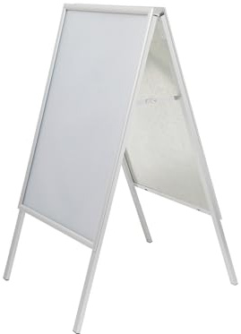 MAUL Kundenstopper A1 MAULpublic silber Alurahmen Plakatständer Hochformat | schneller Plakatwechsel, aufmerksamkeitsstarker Auftritt, stabil freistehend, geschütztes Poster, innen und außen nutzbar