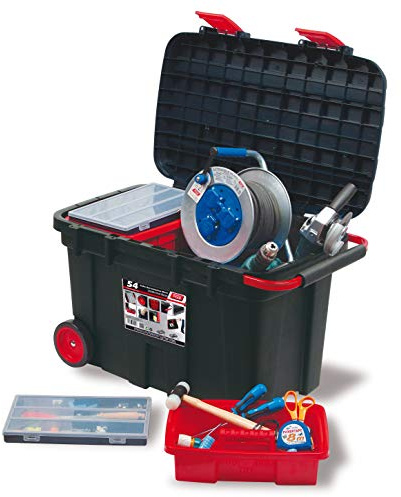 Tayg 154003 Bewegliche Werkzeugtruhe Nr.54 Mobile Werkzeugbox No 54/775 x 472 x 493 mm / 105 Liter/schwarz-rot