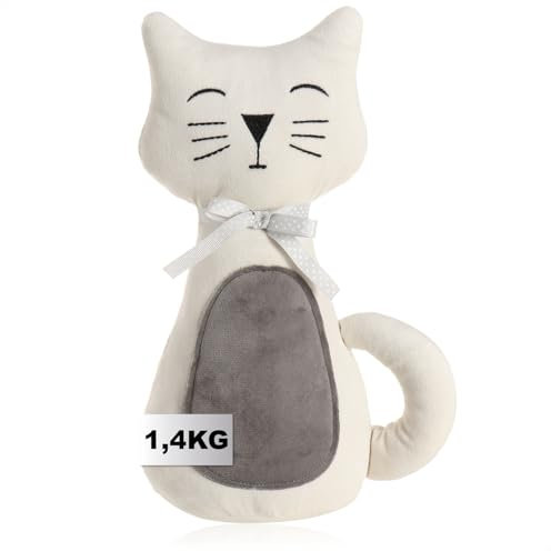 com-four® Türstopper, Schwerer Türhalter, süßes Katzendesign, Funktionelles Wohnaccessoire, Stopper für Fenster und Türen, optimal bei Durchzug (Katze Lucy)
