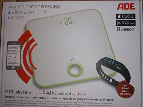 ADE BA 1511 adeVital Analysis - Körperanlysewaage + Aktivitätsmesser AM 1400 - Bluetooth - passende App für Android und iOS
