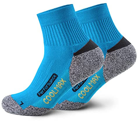 Piarini 2 Paar Coolmax Wandersocken Trekkingsocken Funktionssocken kurz - petrol 43-46
