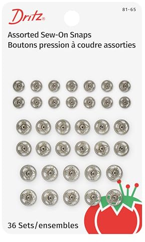 Dritz Sew-On Snaps, Nickel-Plated Brass, Size 1/0, 2/0 & 4/0