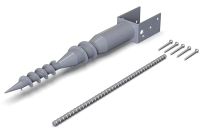 Mayne No Dig Ground Anchor - 3.75in x 2.88in x 26.75in - Includes Lag Bolts (5) & 20″ Rebar (1) - Galvanized Steel (580D)