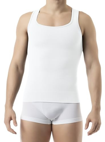 FarmaCell 418 (Bianco, L) Canottiera Contenitiva Uomo, Compressione Totale Petto e Addome, Intimo Modellante in Cotone, Made in Italy