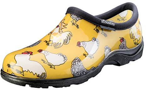 Sloggers Vattentät trädgårdssko för kvinnor – utomhus slip-on regn och trädgårdstofflor med premium komfort innersula, (kycklingnarcissus gul), (storlek 42)