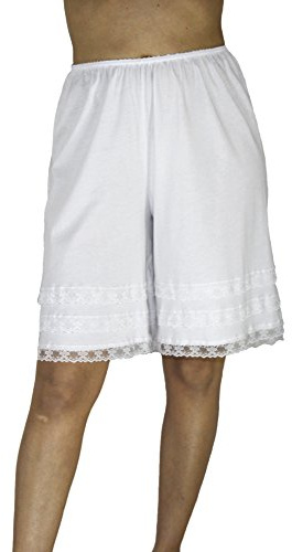 Underworks Cotton Knit Snip-A-Length Pettipants Culotte Slip Bloomers Split Skirt X-Large-White