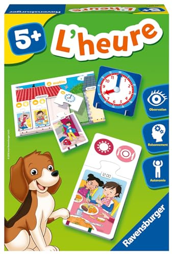 Ravensburger - Jeu Educatif - L'heure - Apprentissage des notions de Temps - Logique, chronologie des événements - Lecture de l'heure - A partir de 5 Ans - 24072