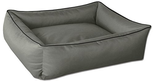 BedDog® hundsäng MAX, fyrkantig hundkudde, stor hundsäng, hundbädd, hundsoffa, husdjurssäng sovplats med avtagbart locket, tvättbar, XXL, grå