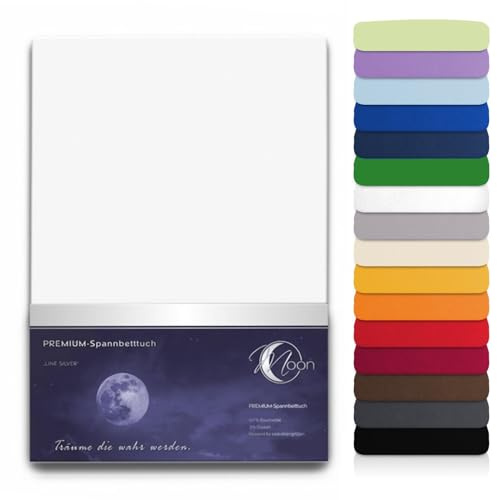 MOON Line Silver Wasserbett Spannbettlaken XXL 200x220-220x240 190g/m² Spannbetttuch -weiß