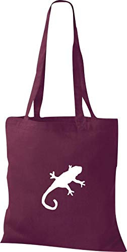 ShirtInStyle Stoffbeutel Gecko Echse Leguan Baumwolltasche Beutel, Diverse Farbe Burgundy