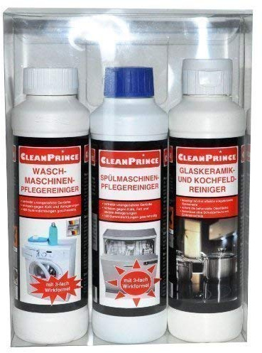 3 Stück Flaschen Haushaltsgeräte-Pflegeset: 1 x WASCHMASCHINEN-PFLEGEREINIGER, 1 x SPÜLMASCHINEN-PFLEGEREINIGER-GESCHIRRSPÜLER-GESCHIRRSPÜLMASCHINE, 1 x GLASKERAMIK- UND KOCHFELD-REINIGER