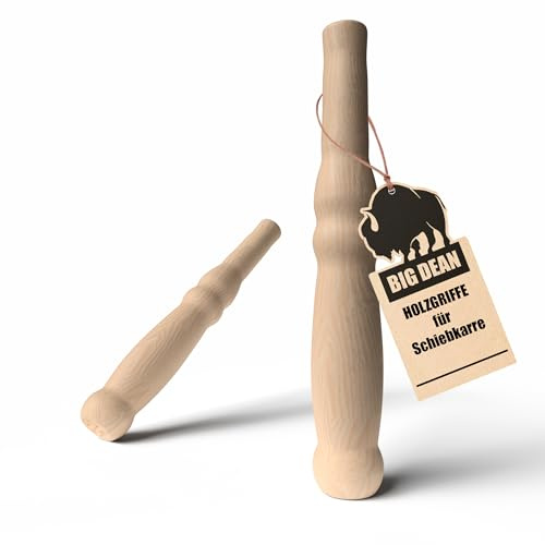 BigDean 2 XL Holzgriffe für Schiebkarre Schubkarre Länge 23,5 cm x Ø 2,5 cm | Hochwertig, flexibel, bereichernd - Ideal für jede Schubkarre & Sackkarre
