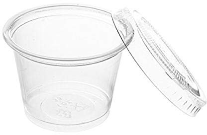 100 x Clear 30ml shot glass with clear lid .Vodka jelly cup