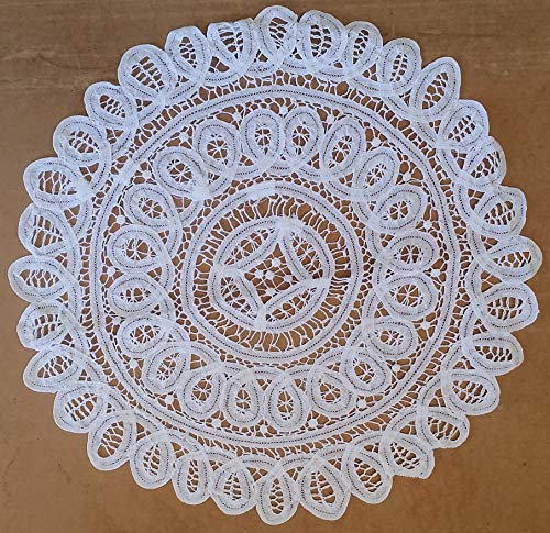 Rundes Deckchen im Renaissance-Stil, weiß, Durchmesser 35 cm