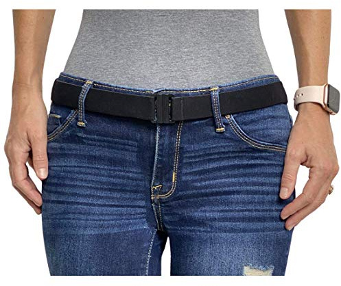 TIGHTS UP Adjustable Stretch Elastic Belt Women - No Show Flat Buckle Ladies Belts - Non- Slip Backing | Belts for Women