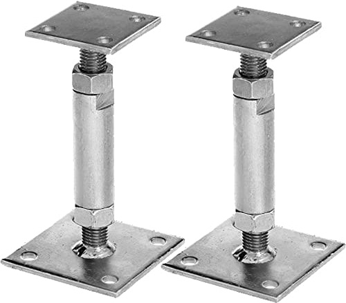 2x GAH Pfostenträger mit 2 Platten verzinkt aufdübelbar höhenverstellbar