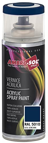 Ambro-Sol - Mehrzweck Acryllack Spray V4005010, Hochglanzfarbe für Innen und Außen, Acryl Spray für Alle Materialien, 400 ml Recyclebare Acryl Sprühfarbe Weißblech-Sprühdose - Enzianblau