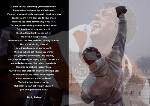 Salopian Sales - A3-Poster, Motivational, Rocky Balboa 20 - Boxen - Zitate - Bild, Sport