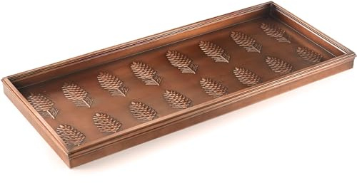 Good Directions Large Boot Tray, Pine Cones Multi-Purpose All Weather Decorative Boot Tray, Shoes, Plants, Garage, Patio Door, Pet Bowls, 35 inch Entry Indoor Shoe Tray, Copper Finish