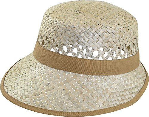 Harrys-Collection Einfacher ovaler Damenhut aus Stroh, Größe:56, Farben:beige