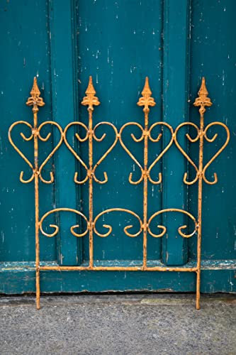 KUHEIGA Beetbegrenzung Rost Beetzaun Steckzaun Metallzaun Herz