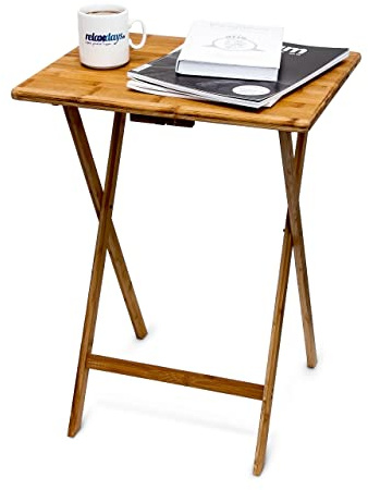 Relaxdays Beistelltisch zum Klappen, platzsparend, robust, Natur | nachhaltiges Bambus Holz, Klapptisch HBT 63x48x38,5 cm