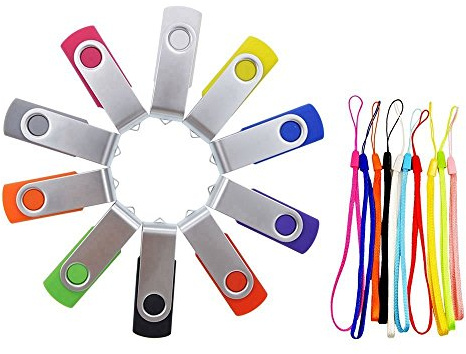 Lot de 10 2 Go Clé USB Lecteur Flash USB Pivotante 2Go Cle USB Multicolore Clef USB Pivotantes avec Cordes Bon Cadeau Pen Drive pour Enfant Parents et Amis by FEBNISCTE