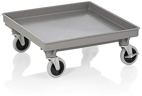 WAS 9800 011 Transportwagen ohne Grif für alle Spülmaschinenkörbe, 4 Schwenkbare Rollen ohne Feststeller, 53cm Länge, 53cm Breite, 19cm Höhe