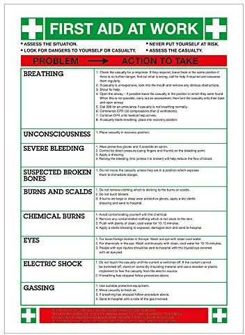 SIGNS & LABELS WC61 Safety Sign, First Aid At Work