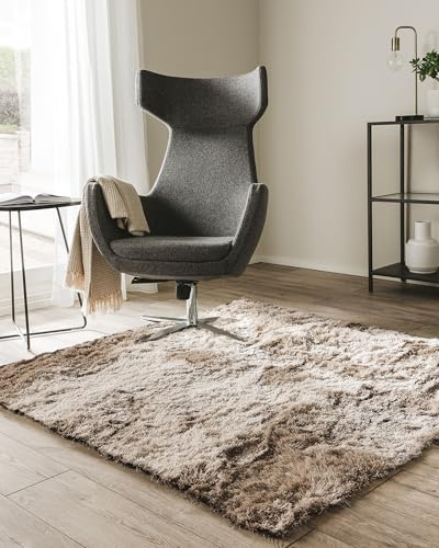 benuta Nest Hochflorteppich Whisper - Hellbraun 200x200 cm - Kuschelig Weicher Teppich für Schlaf- und Wohnzimmer - Pflegeleicht - Fußbodenheizung Geeignet
