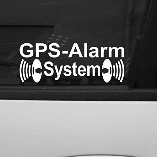 Set of 2 White GPS Alarm System Stickers Die-Cut Car Window Tattoo Film Mirrored Adhesive Inner