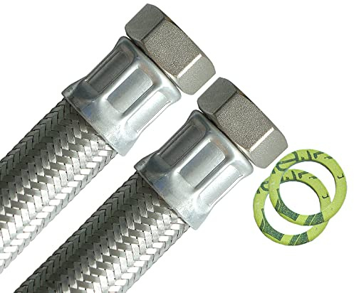 H2O-Flex® DN25 Panzerschlauch 1ÜM x 1ÜM Heizungsschlauch mit Edelstahlgeflecht, Schlauch für Solar Heizung, BHKW und Pumpen für Nutzwasser