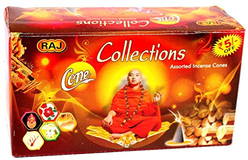 XXL Räucherkegel Set, Premium Mix mit 5 verschiedenen Duftrichtungen: Sandal (Sandelholz), Rose, Jasmin, Agarwood (Adlerholz), Musk (Moschus) Räucherkerzen inkl. Räucherkegelhalter in Geschenkbox