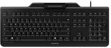 CHERRY KC 1000 SC, Tastiera di Sicurezza Cablata con Lettore di Carte Integrato, Layout EU (QWERTY), Plug & Play (USB-A), Design Piatto, Nero