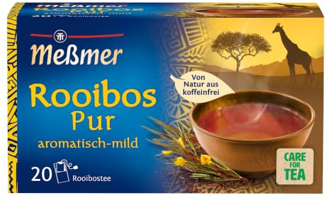 Meßmer Rooibos pur Tee | 20 Teebeutel | Vegan | Glutenfrei | Laktosefrei | Von Natur aus koffeinfrei