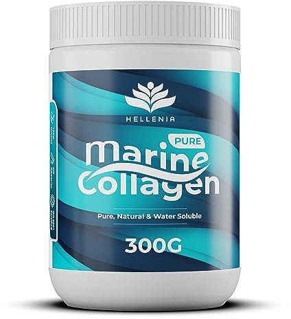 Pure Hydrolysed Marine Collagen Powder 300g | Natural | Unflavoured | Type 1 and 3 Marine Collagen Peptides | All 9 Aminos | Naticol Branded Peptides | 60 Servings - Made for Hellenia