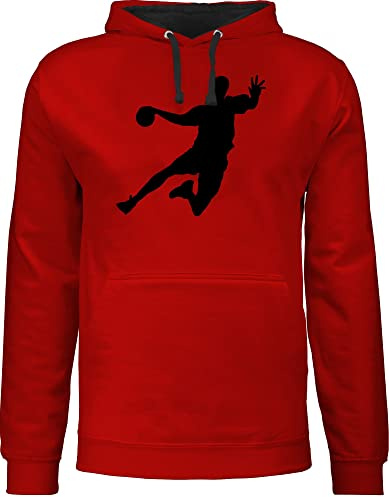 Shirtracer - Pullover Herren Frauen Hoodie Kontrast zweifarbig - EM 2026 Trikot Ersatz - Handballer I Geschenk Handballer I Handball Geschenke