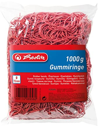 Herlitz 10105344 rote Gummiringe (Büro) 70mm, 1kg in Schachtel (1kg)