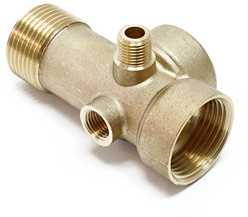 Wiltec Femvägs T-koppling i mässing 2x 1 invändig gänga 1x 1 utvändig gänga 1x 1/4 IG 1x 1/4 UG fördelare för hydroforpump, membrantank, vattenpump