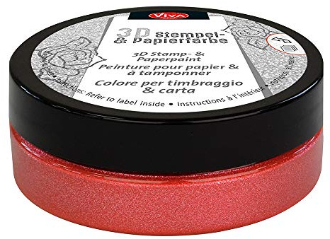 Viva Decor®️ 3D Stempel- & Papier-Farbe (Kaminrot-Metallic, 50ml) Stempelfarbe für Papier, Karton, Stempelkissen - Bastelfarbe für Hochzeit, Scrapbook, Kinder UVM.