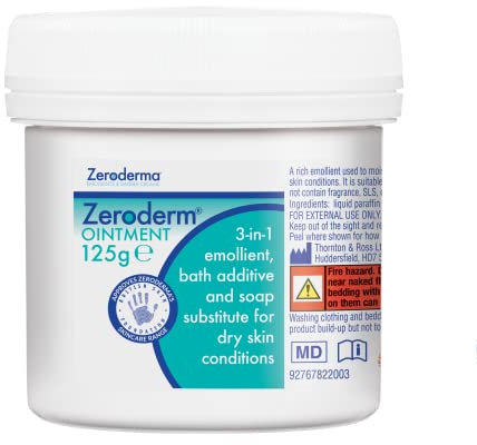 Zeroderma Zeroderm Ointment, Rich 3-in-1 Emollient, Soap Substitute & Bath Additive, For Dry Skin Conditions such as Eczema, Ichthyosis & other Dry Skin Conditions. 125g