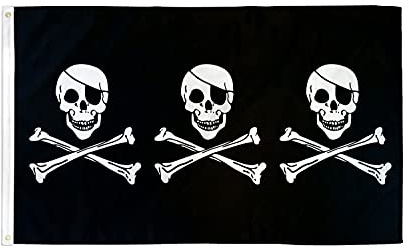 AZ FLAG - Flagge Pirat 3 Totenköpfe - 150x90 cm - Piraten Totenkopf Fahne 100% Polyester mit Messing-Ösen - 110g