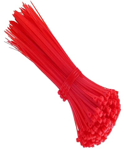 KafTon Pack of 100 Red Cable Zip Ties, UL Nylon, Perfect for PC, Bicycle Tie Wrap DIY Home Wire Vegetable Garden Office (200mm x 4.8mm) Red