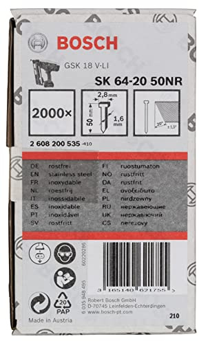 Bosch 2000x PRO FN16-20 Stiftnagel, 20° 1,6/16 g, 50S | Länge 50 mm, Zubehör Nagler