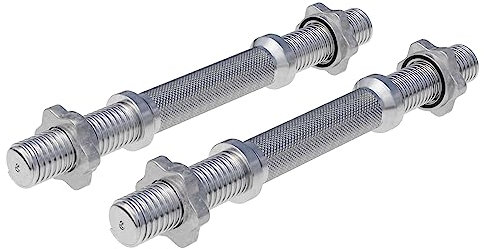 GORILLA SPORTS® Kurzhantelstangen - 2er Set, Länge 35cm, Ø 30mm, mit 4 Sternverschlüsse, Griff gerändelt, Verchromt, Silber oder Schwarz - Hantelstangen, Kurzhantel, Hantelgriffe