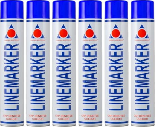 Aerosol Solutions Line Marker, Grass and Road Spray Paint, Blue, 750 ml (Pack of 6)
