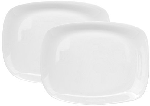 Bormioli Rocco Parma Set Piatto Da Portata, 325 X 240 X 23 mm, piatto da portata in vetro opale bianco, rettangolare, Evergreen Elegante Design